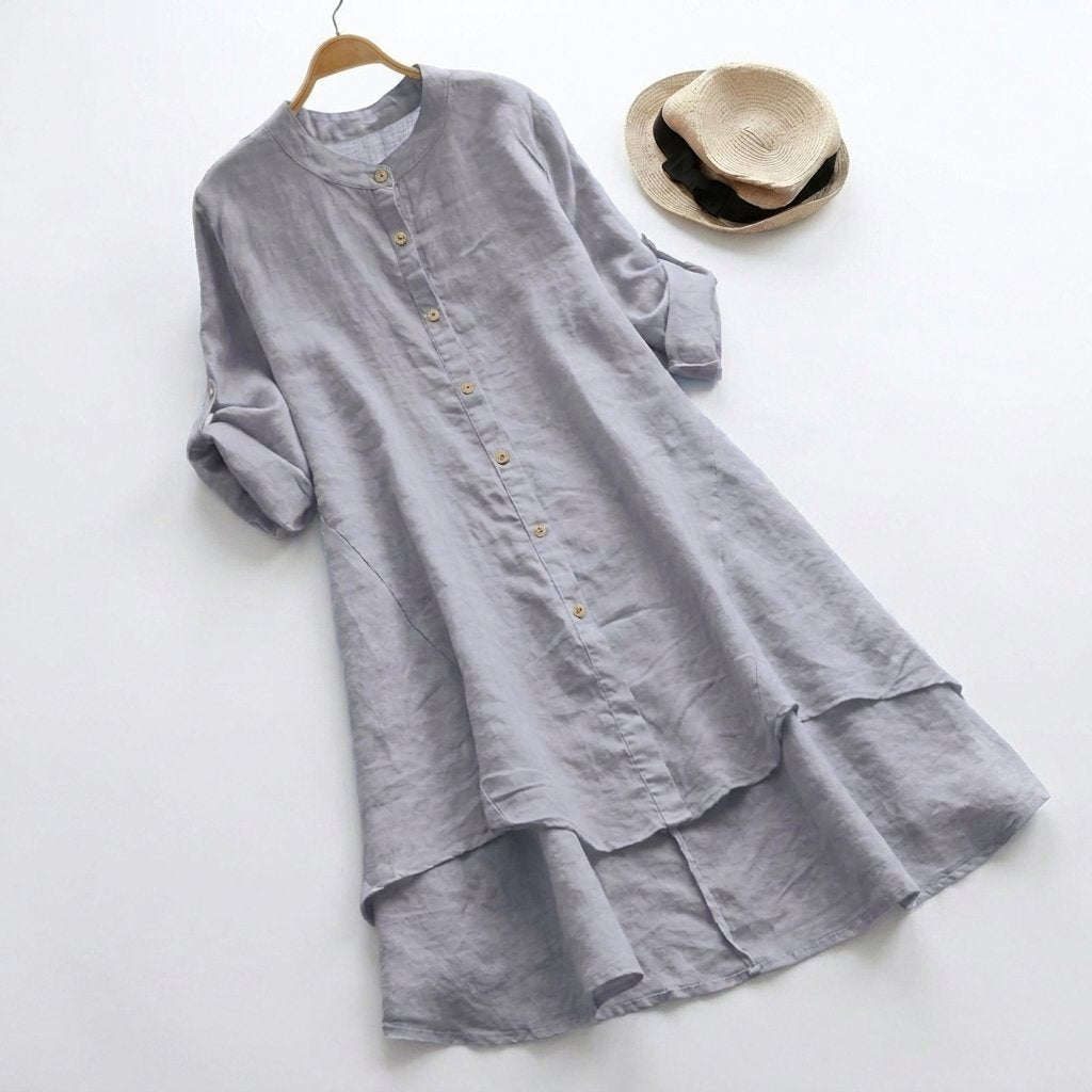 Women's Elegant Linen Shirt Dress