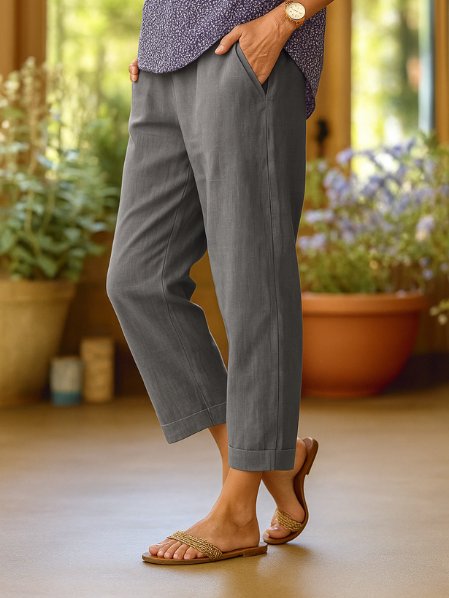 Women’s Linen Tapered Cropped Trousers