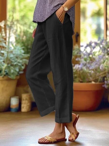Women’s Linen Tapered Cropped Trousers