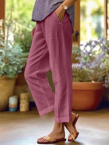 Women’s Linen Tapered Cropped Trousers
