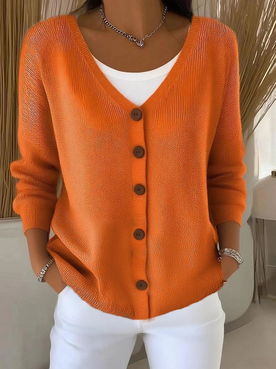 Women's V-Neck Knit Cardigan Sweater