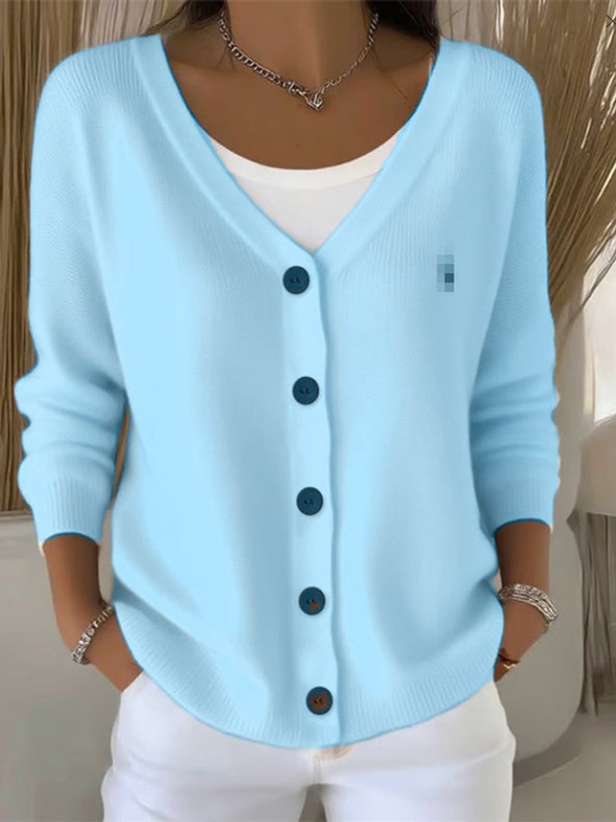 Women's V-Neck Knit Cardigan Sweater