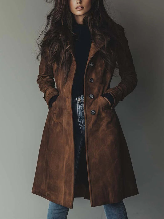 Women's Double-Breasted Longline Trench Coat