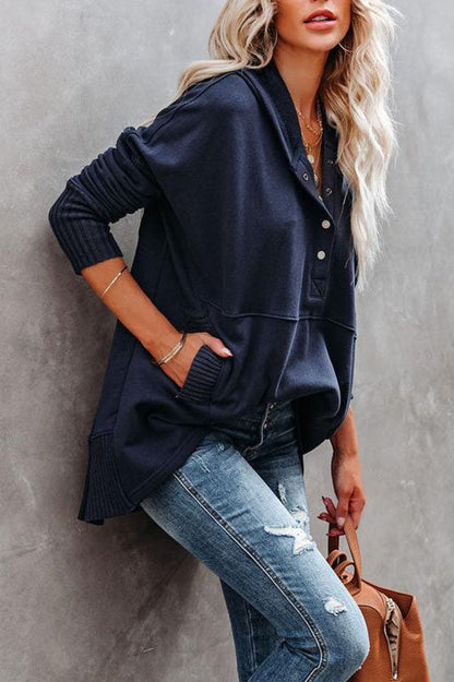 Women's Longline Hooded Drawstring Sweatshirt