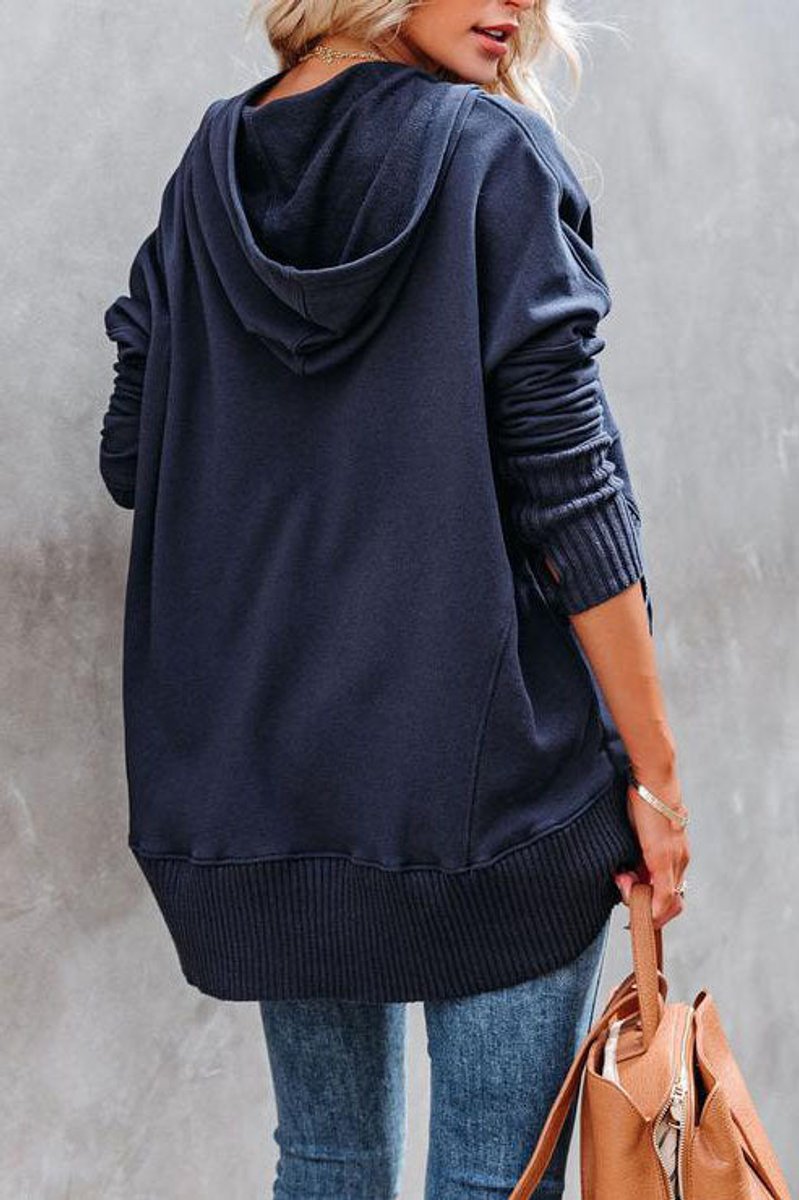 Women's Longline Hooded Drawstring Sweatshirt