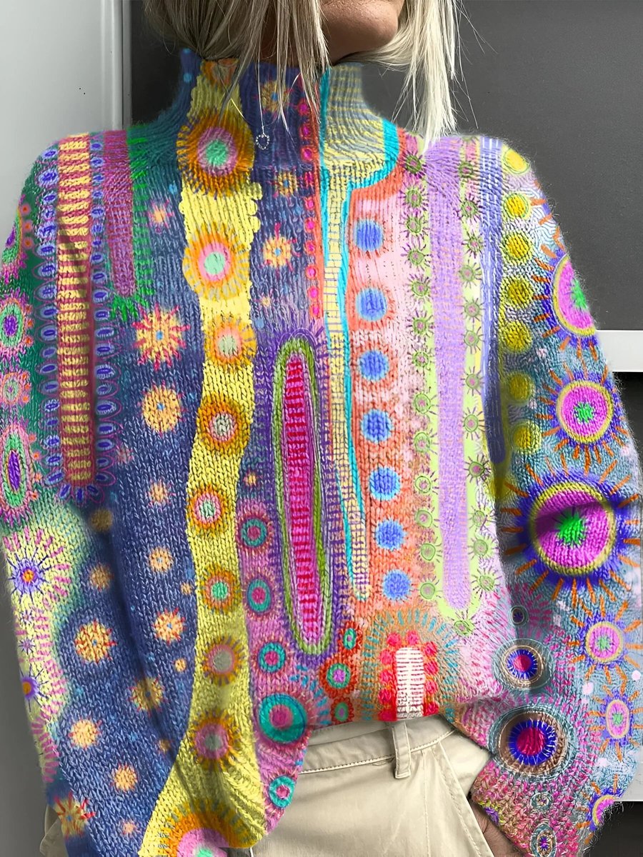 Women's Abstract Print Knit Sweater