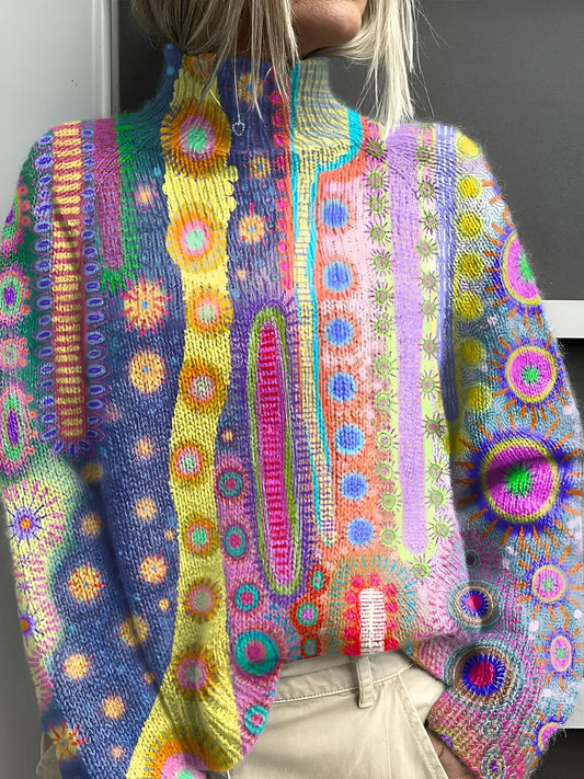 Women's Abstract Print Knit Sweater