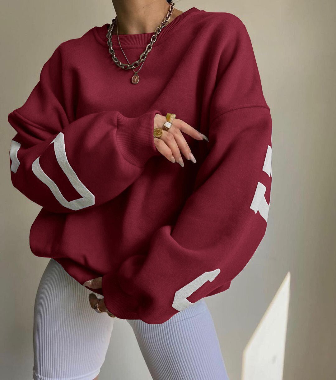Women's Oversized Varsity Fleece Jumper