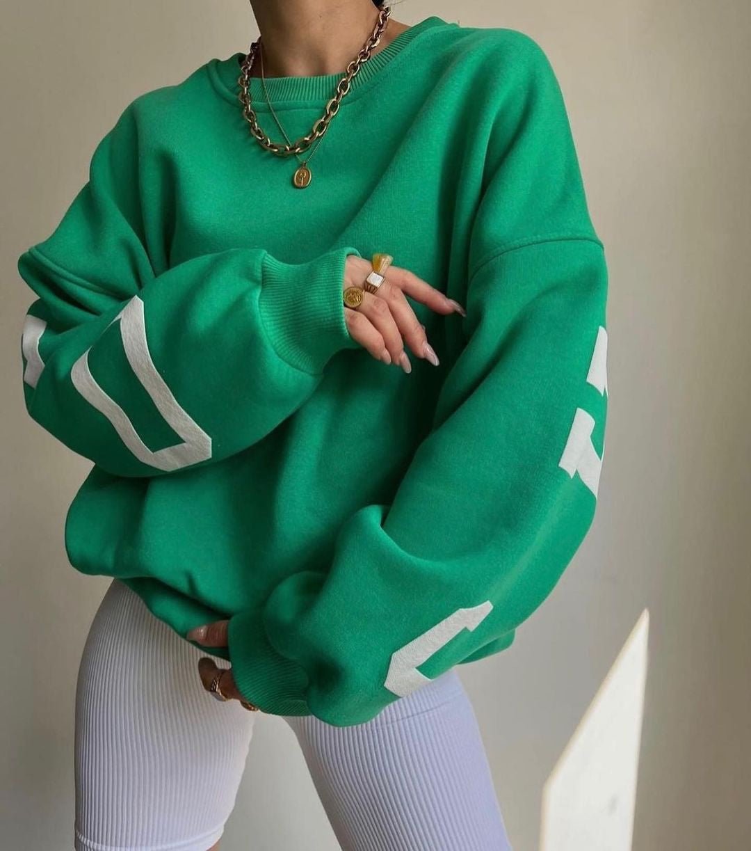 Women's Varsity Sleeve Fleece Jumper