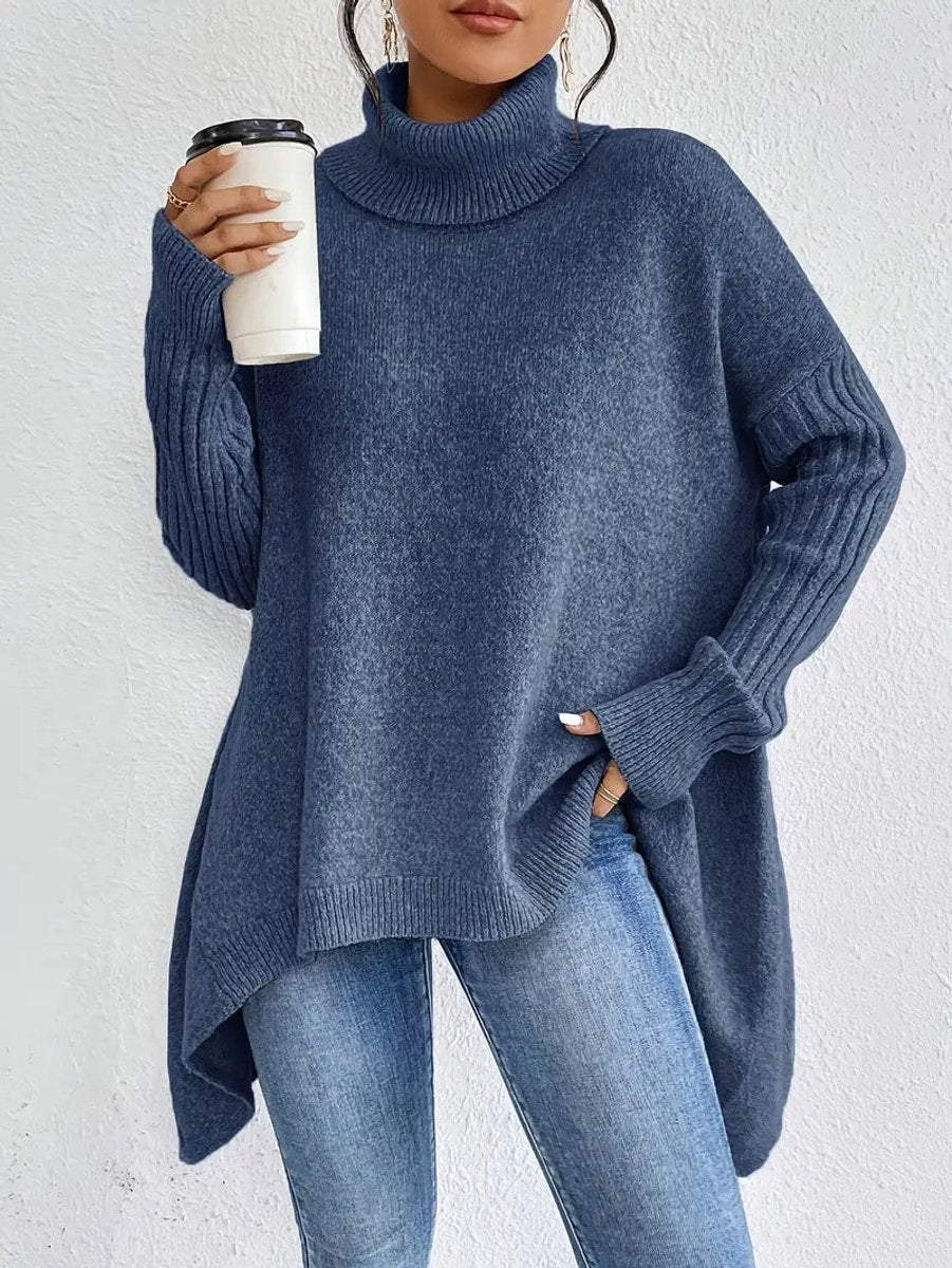 Women's Oversized Longline Turtleneck Jumper