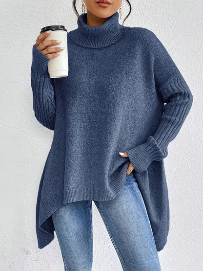 Women's Oversized Longline Turtleneck Jumper