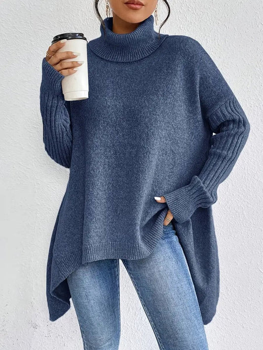 Women's Oversized Longline Turtleneck Jumper