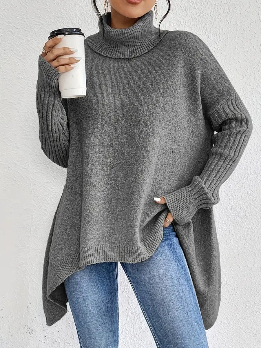 Women's Oversized Longline Turtleneck Jumper