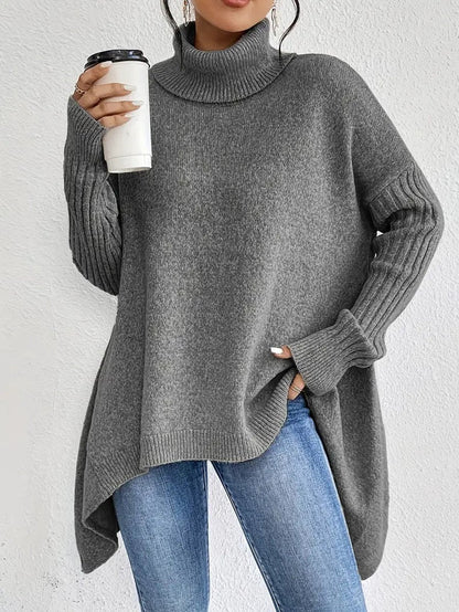 Women's Oversized Longline Turtleneck Jumper