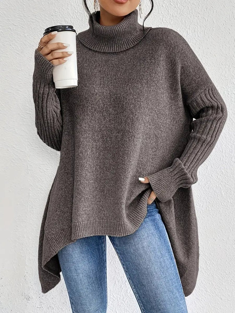 Women's Oversized Longline Turtleneck Jumper