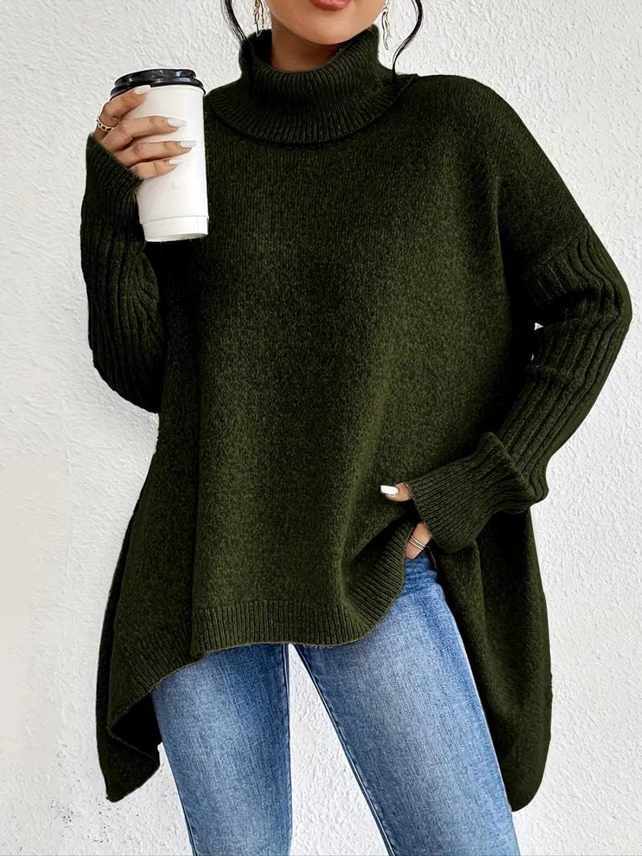 Women's Oversized Longline Turtleneck Jumper