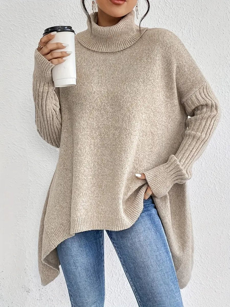 Women's Oversized Longline Turtleneck Jumper