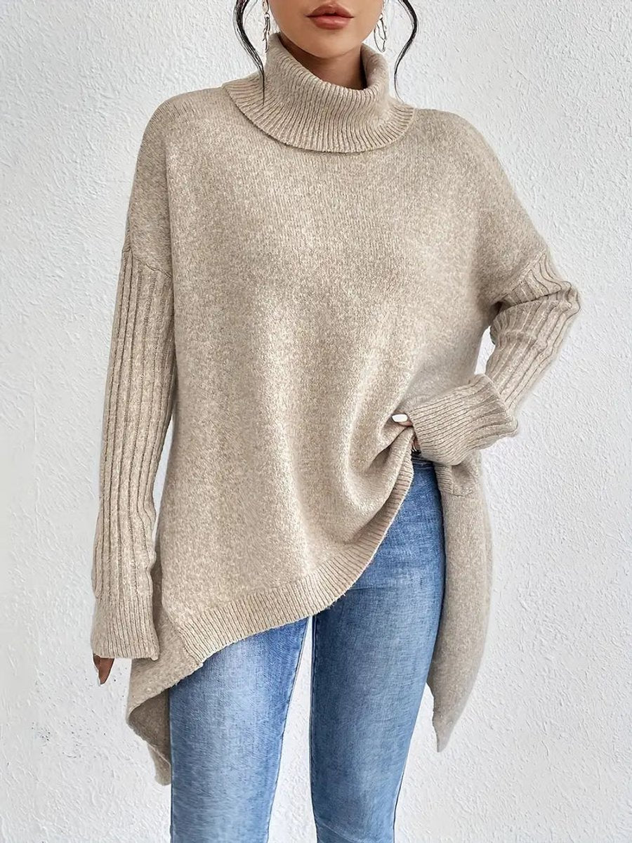 Women's Oversized Longline Turtleneck Jumper