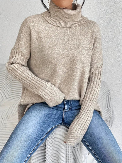 Women's Oversized Longline Turtleneck Jumper