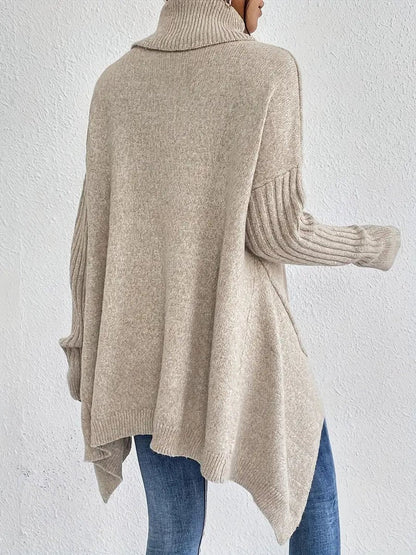 Women's Oversized Longline Turtleneck Jumper