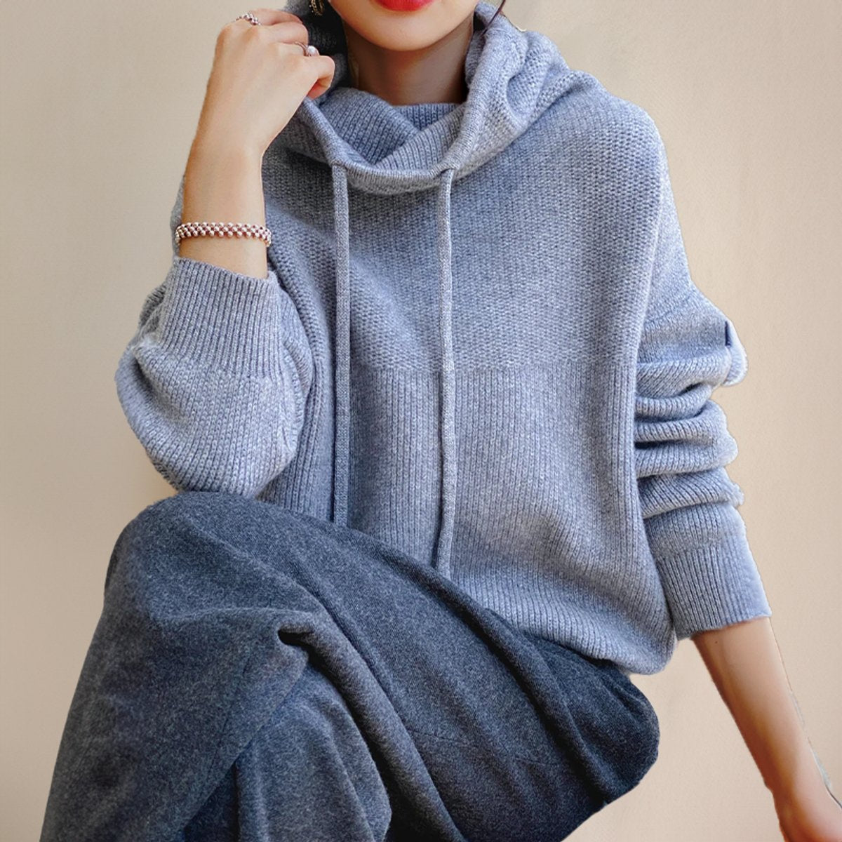 Women's Oversized Wool Hooded Jumper