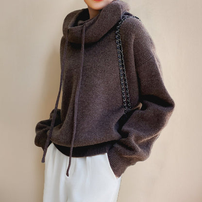 Women's Oversized Wool Hooded Jumper