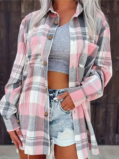 Women's Oversized Plaid Flannel Jacket