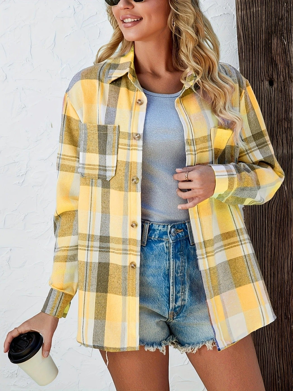 Women's Oversized Plaid Flannel Jacket