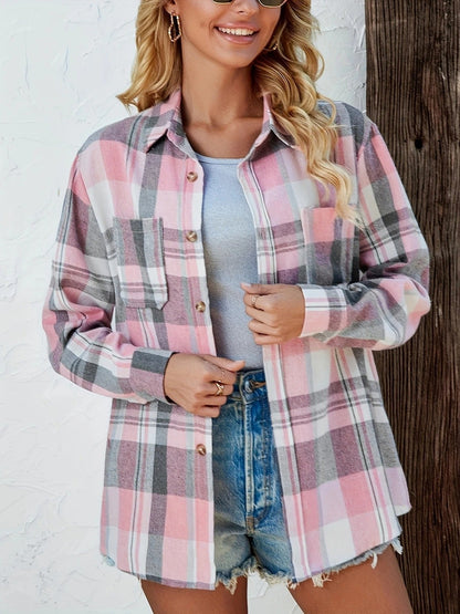 Women's Oversized Plaid Flannel Jacket