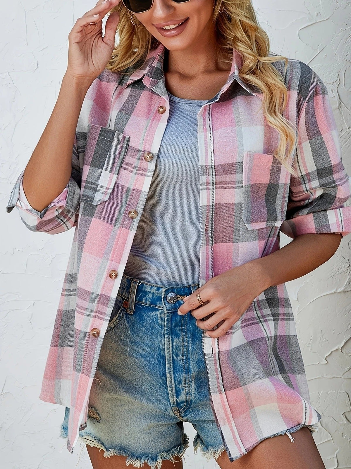 Women's Oversized Plaid Flannel Jacket