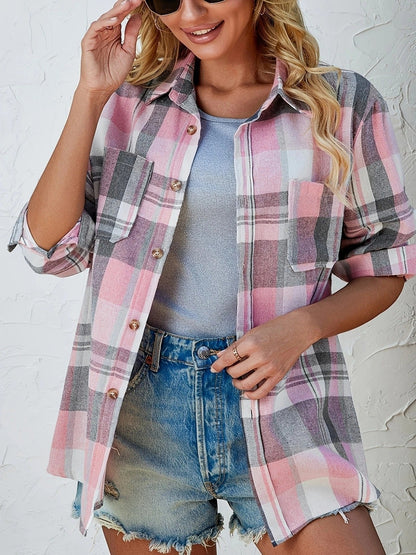 Women's Oversized Plaid Flannel Jacket
