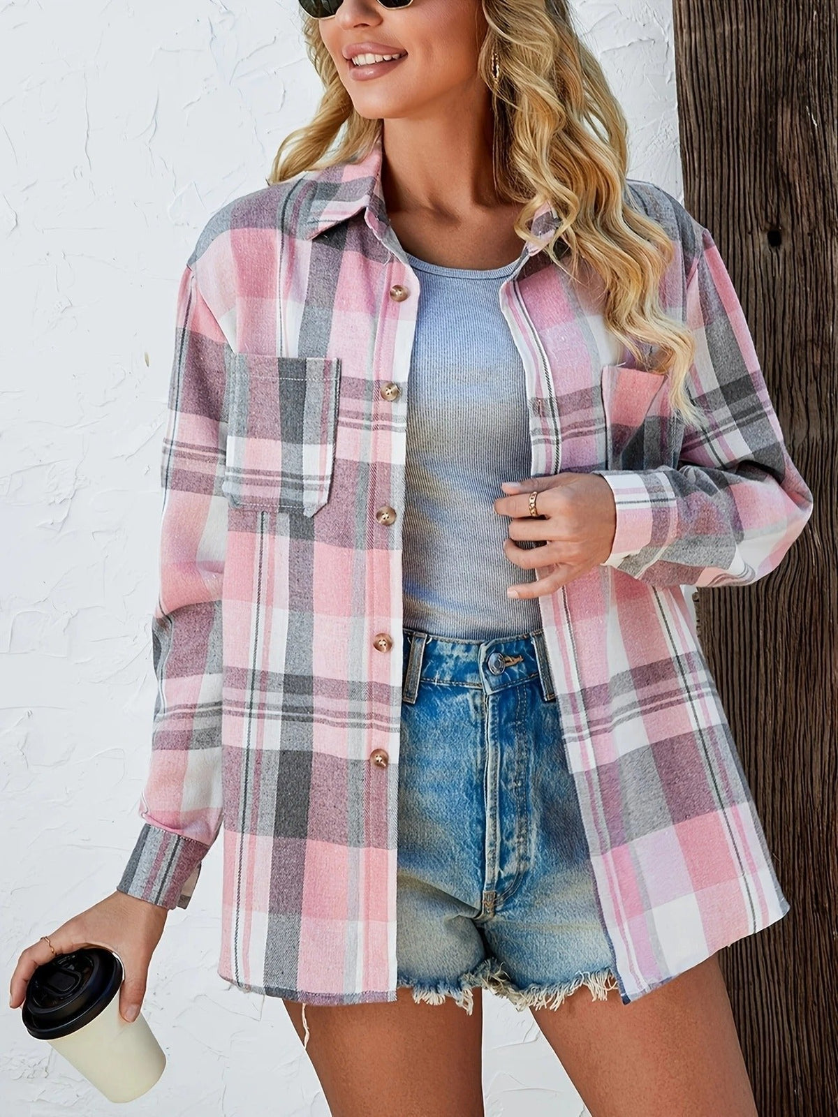 Women's Oversized Plaid Flannel Jacket