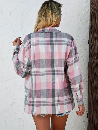 Women's Oversized Plaid Flannel Jacket