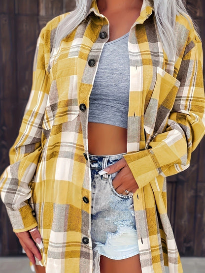 Women's Oversized Plaid Flannel Jacket