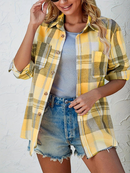 Women's Oversized Plaid Flannel Jacket