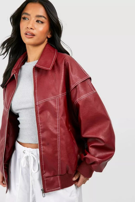 Women's Oversized Contrast Quilted Bomber