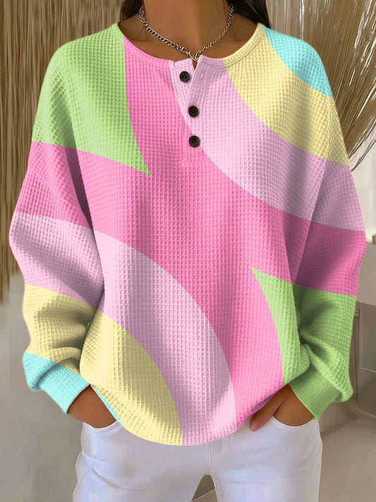 Women's Pastel Waffle Knit Sweater