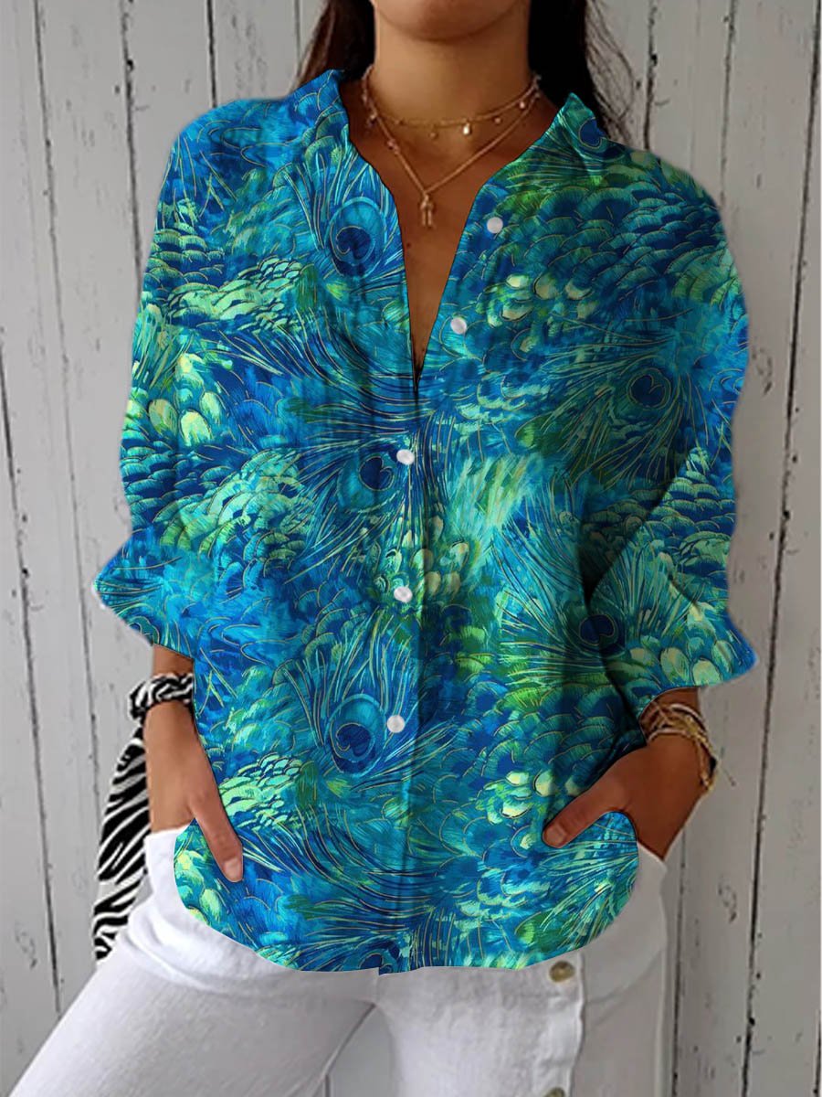 Women's Printed Button-Front Blouse