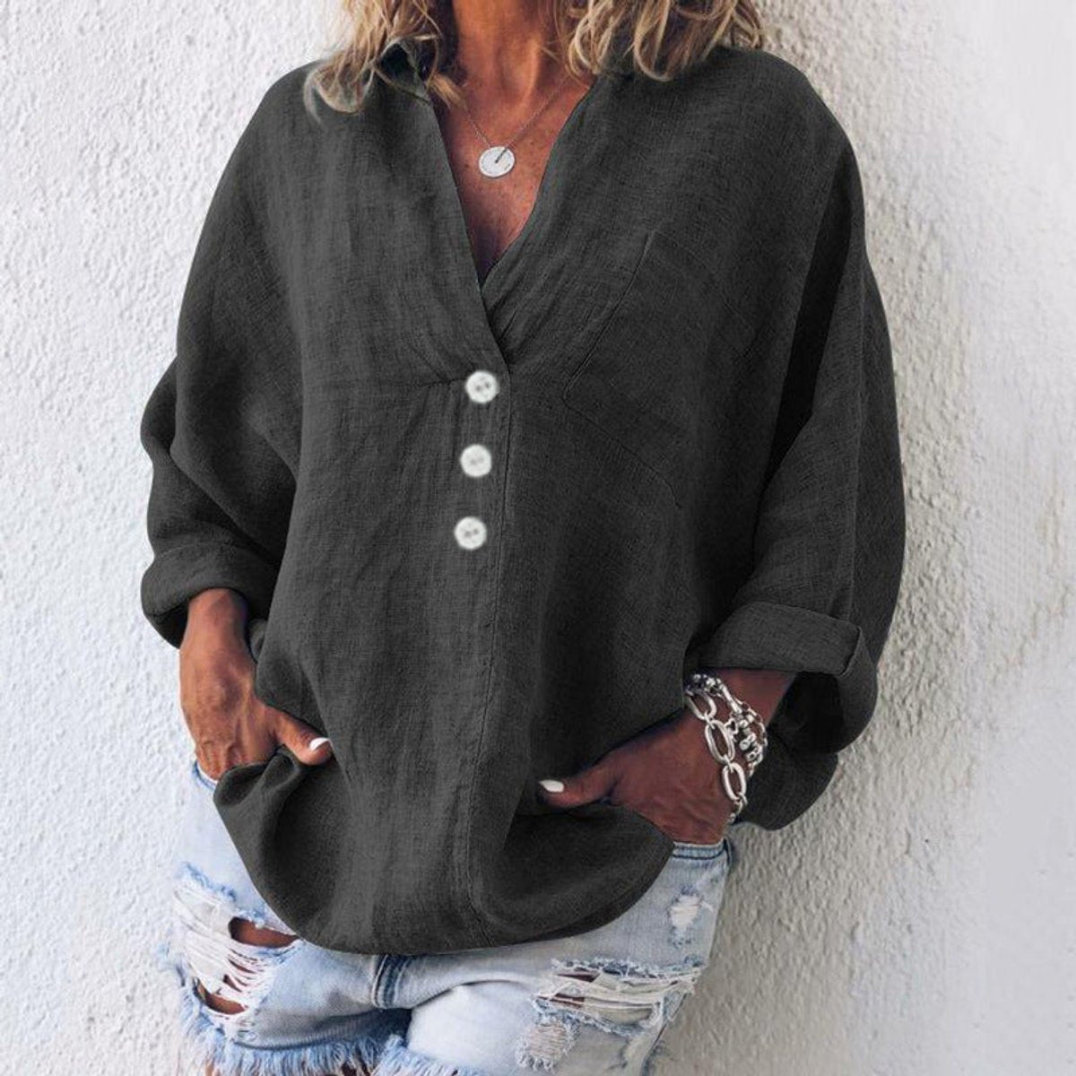 Women's Cotton-Linen Sweater Shirt