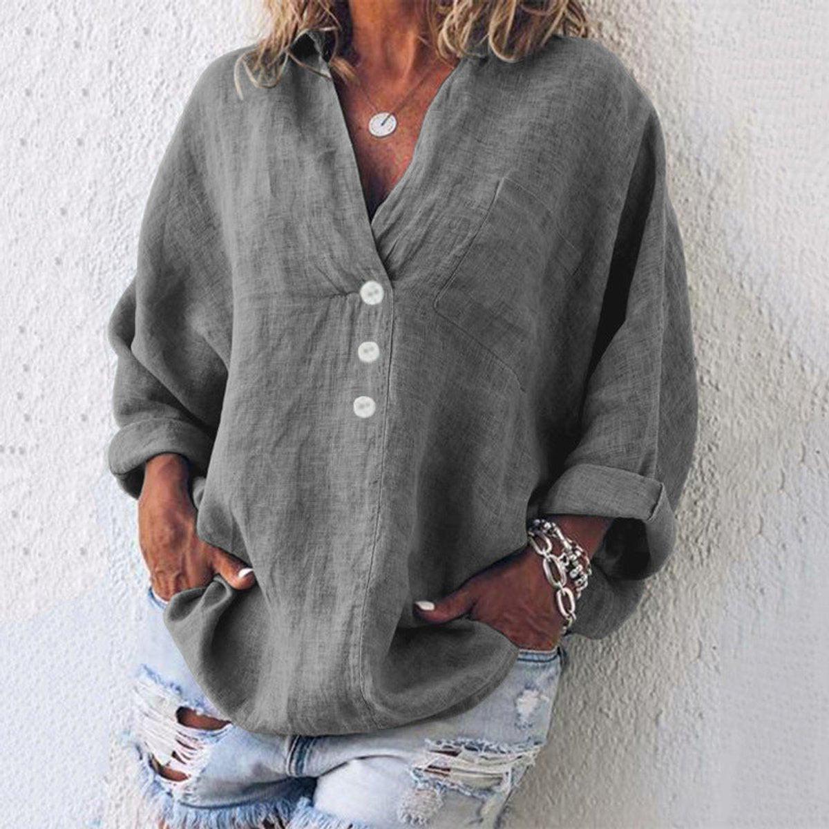 Women's Cotton-Linen Sweater Shirt