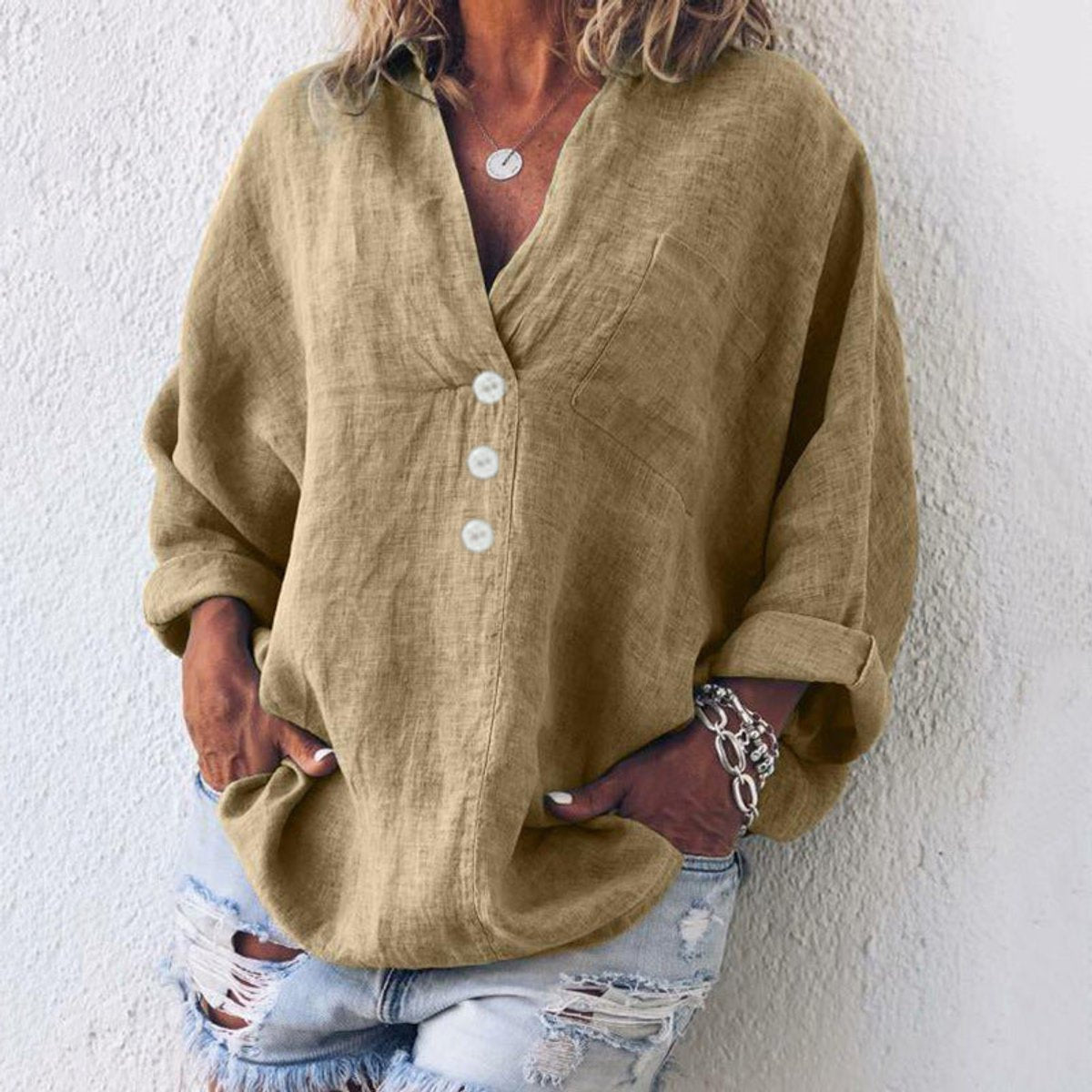 Women's Cotton-Linen Sweater Shirt