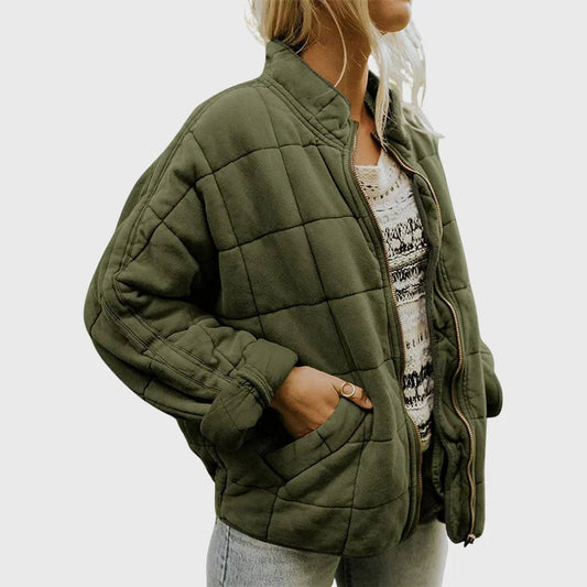 Women's Diamond Quilted Zip-Up Jacket