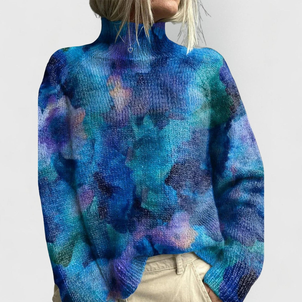 Women's Floral Print Turtleneck Jumper
