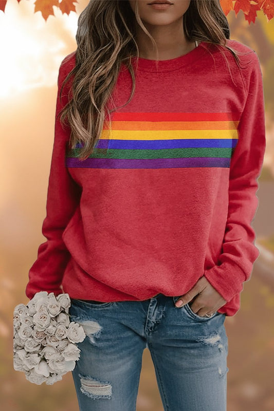 Women's Relaxed Rainbow Striped Jumper