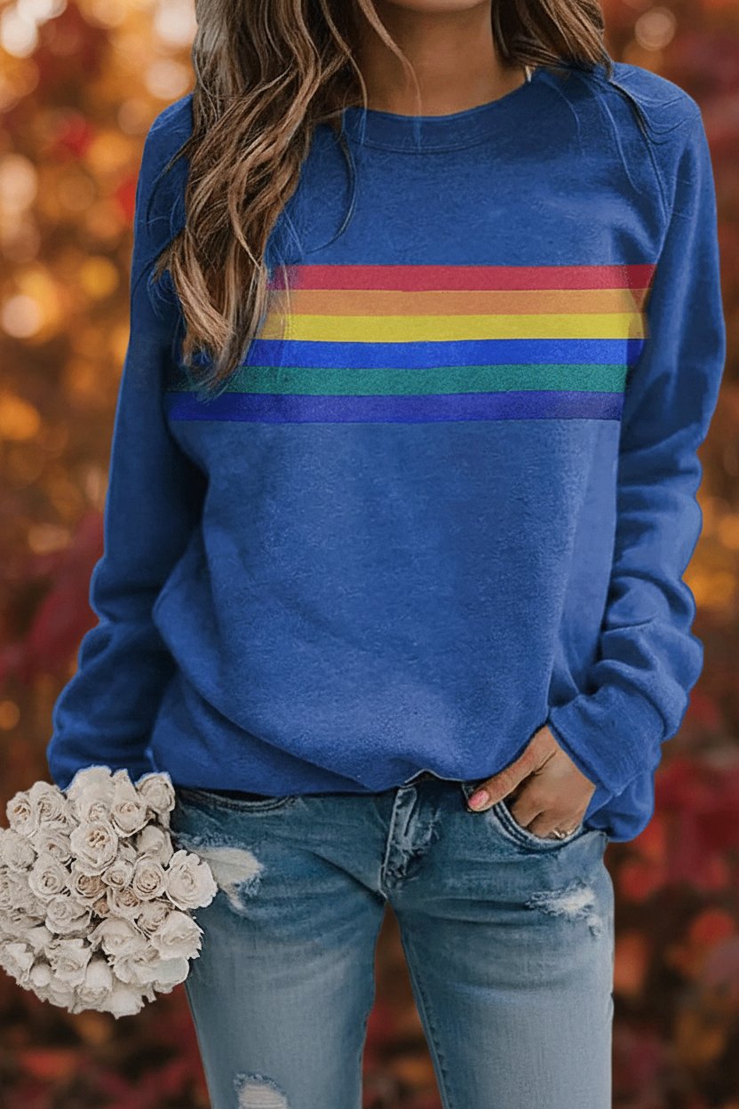 Women's Relaxed Rainbow Striped Jumper