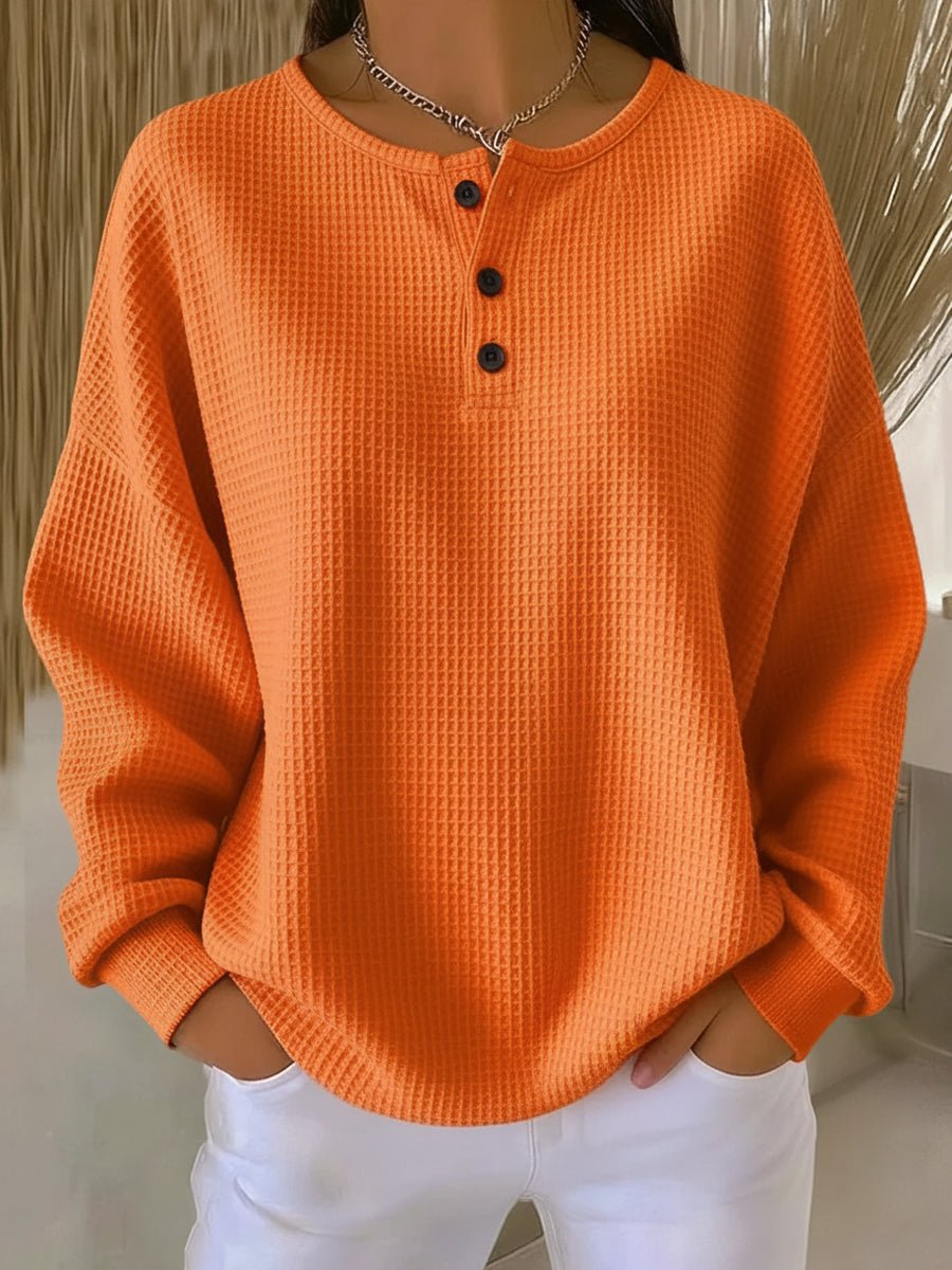 Women's Waffle Knit Sweater Top