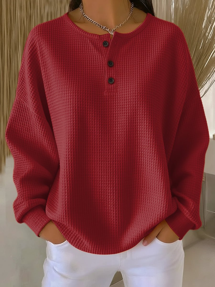 Women's Waffle Knit Sweater Top