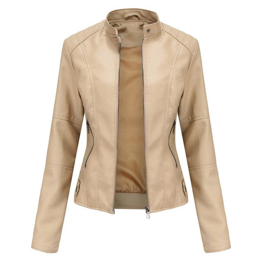 Women's Zip-Up Cropped Faux Jacket