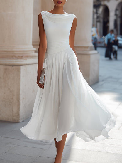Women's Elegant Pleated Midi Dress