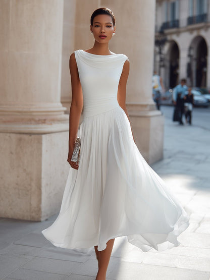 Women's Elegant Pleated Midi Dress